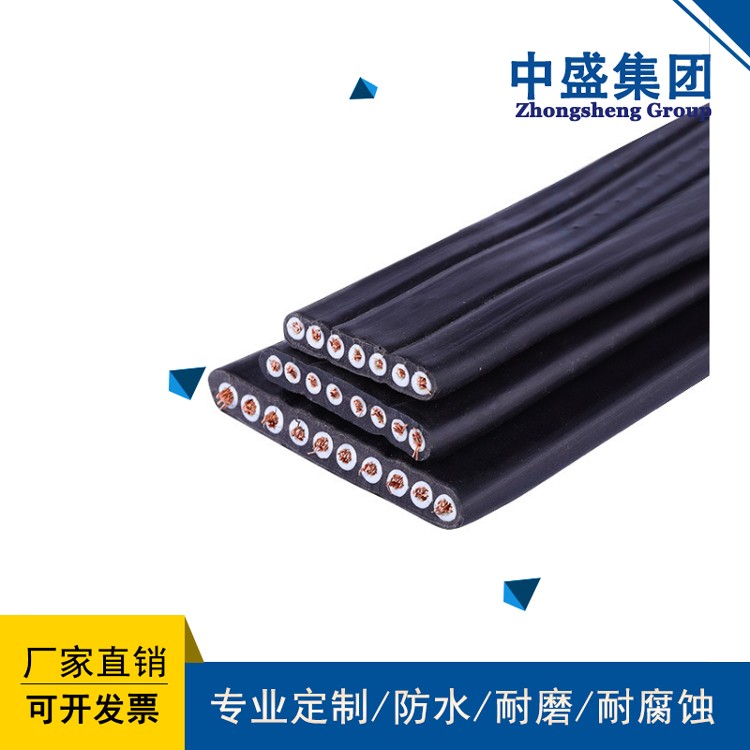 带钢丝绳多芯组合动力扁电缆